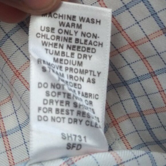 Cabelas Shirt Mens L Tall outfitter series Short Sleeve Button Front Plaid ivory - Picture 7 of 8